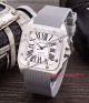 Cartier Santos Black Rubber Band White Roman Dial Fake Watch (7)_th.jpg